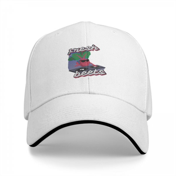 Black baseball cap with Fresh Beets turntable graphic
