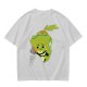 Olive Green T-Shirt With Sad Cartoon Cabbage Graphic