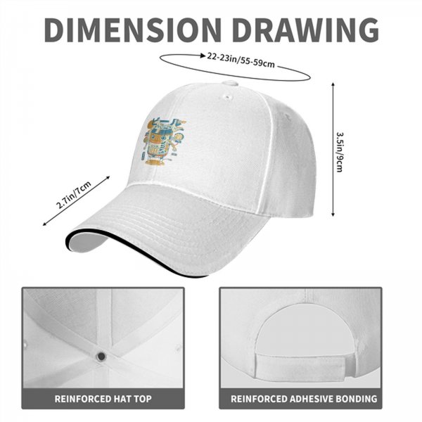 Black baseball cap with cartoon beer can robot graphic