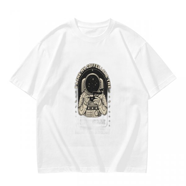 Olive Astronaut Coffee T-Shirt With Space Themed Graphic