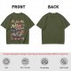 Olive T-Shirt With Halloween Themed Food And Pumpkin Cat Print