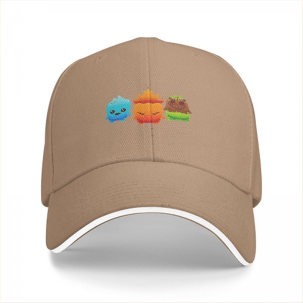 Black baseball cap with cute elemental creature graphic