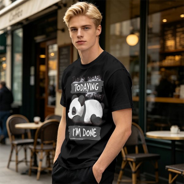 Oversized Graphic T-Shirt with Tired Panda 'That's Enough Todaying For Today I'm Done'