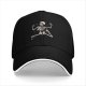 Black baseball cap with dancing skeleton graphic design