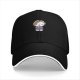 Black baseball cap with grumpy cartoon cat graphic