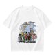 Olive T-Shirt with One Piece Straw Hat Pirates Crew and Ship Print