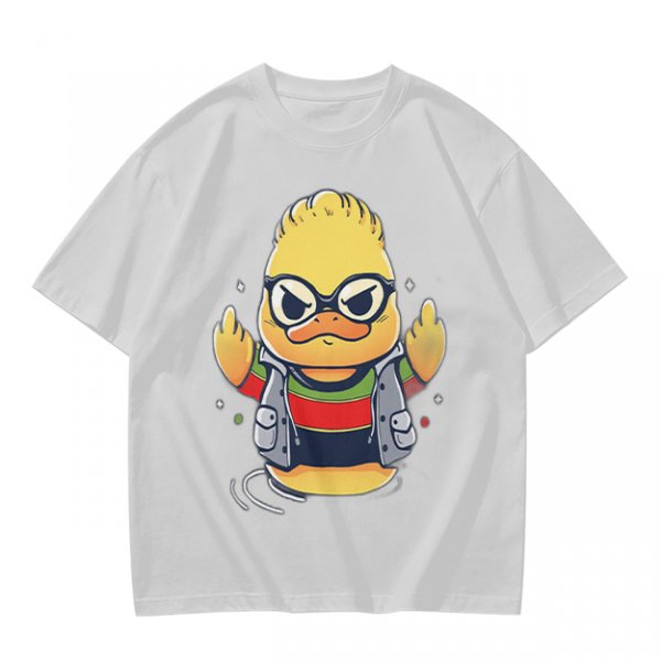 Olive T-shirt with Cool Stylized Duck Graphic Print
