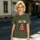 Olive t-shirt with angry boxing pizza slice graphic and 'You Wanna Pizza Me?' text