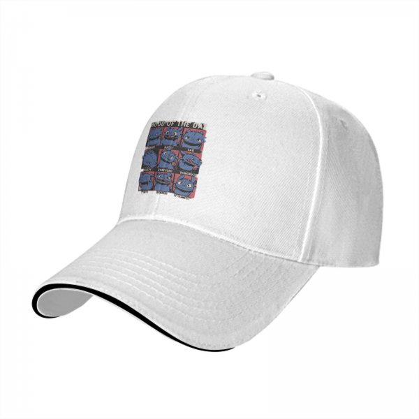 Black baseball cap with 'Mood of the Day' dragon emotion grid print