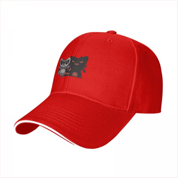 Black Baseball Cap With Cute Raccoon And Evil Shadow Graphic