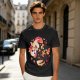 Olive T-Shirt with Halloween Axolotl Candy Corn Art
