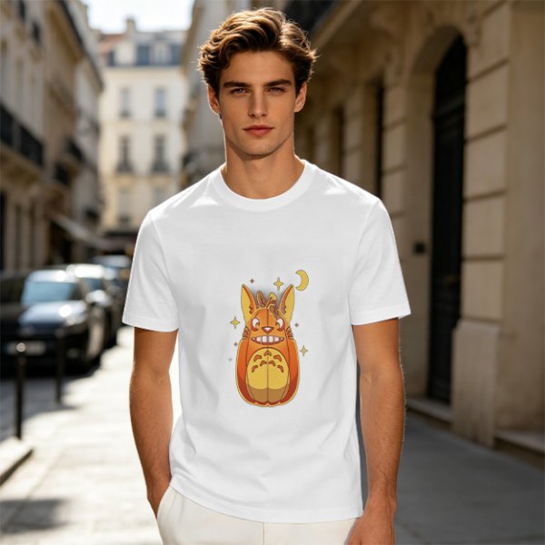 Olive T-Shirt With Cute Pumpkin Creature And Moon Star Print