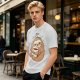 Olive green sloth t-shirt with 'Busy Doing' coffee graphic
