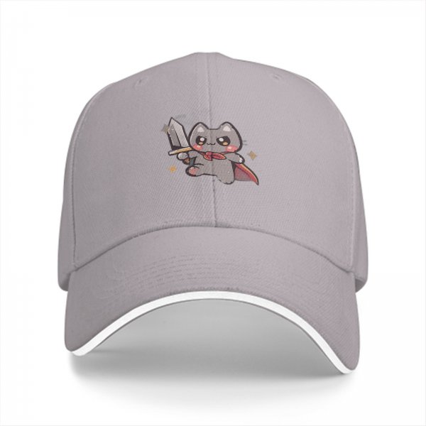 Black Baseball Cap With Cute Warrior Cat Graphic Design