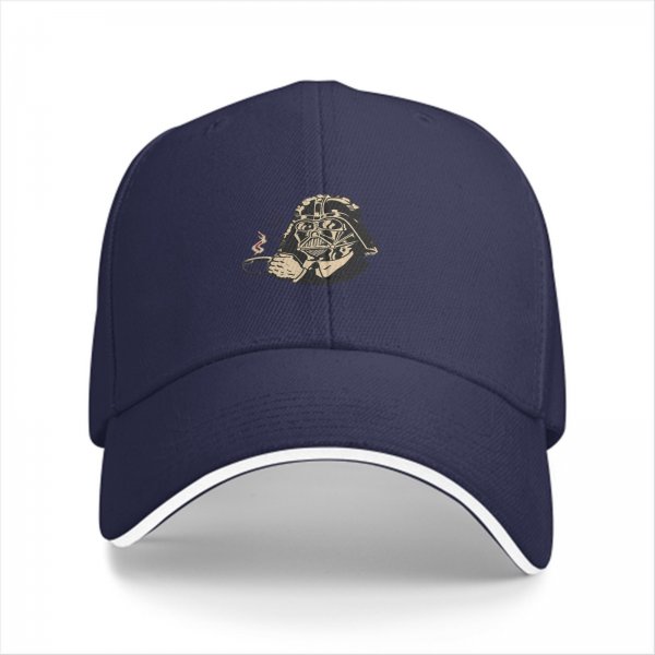 Black baseball cap with Darth Vader smoking cigar graphic