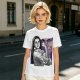 Olive T-shirt with vintage woman flexing arm graphic print