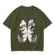 Olive T-Shirt With Two Sleepy Sky Bison Character Prints