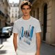 Olive Graphic T-Shirt With Futuristic Silhouette Figures Print