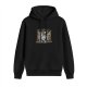 Black hoodie with whimsical forest creature graphic print