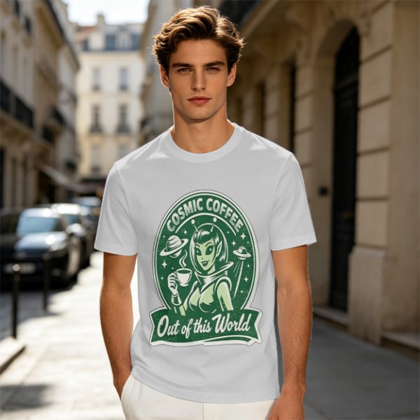 Cosmic Coffee Out of this World Alien T-Shirt