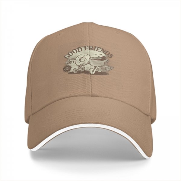 Black Baseball Cap With Good Friends Donut And Coffee Graphic