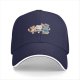 Black Baseball Cap With Cute Cats Eating Pizza Design