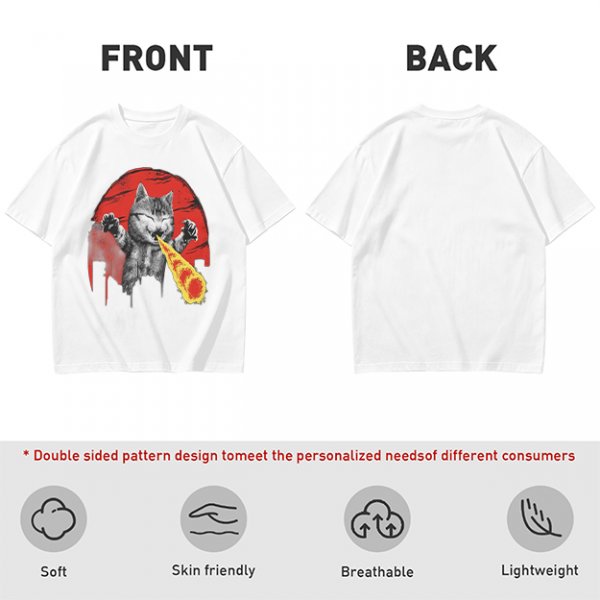 Olive T-Shirt With Laser Beam Shooting Cat Graphic