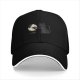 Black Baseball Cap With Cat Reaching For Globe Print