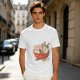 Olive T-Shirt With Cute Cat Ramen Bowl Graphic Print