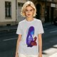 Olive T-Shirt With Purple Haired Figure Night Scene Print