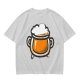 Olive Green T-Shirt With Stylized Beer Mug Graphic Print