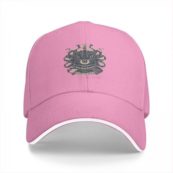 Black Baseball Cap With Lawful Evil Beholder Monster Artwork