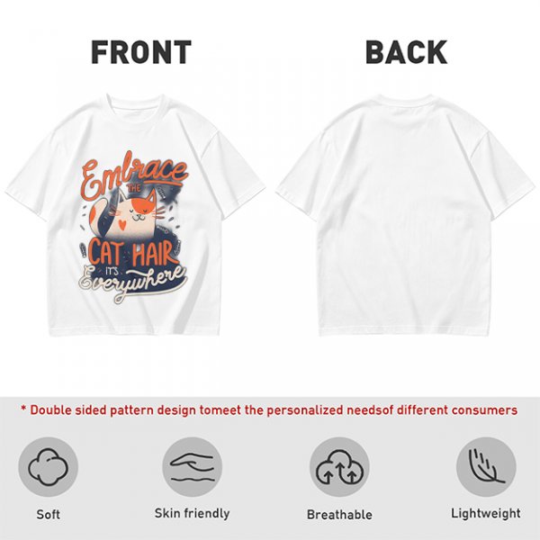 Olive T-Shirt with 'Embrace the Cat Hair It's Everywhere' Cat Graphic