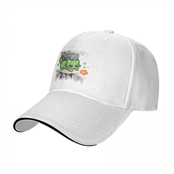 Too Cute For This Planet Alien Cat Graphic Baseball Cap