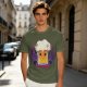 Halloween vampire beer graphic olive green casual t-shirt