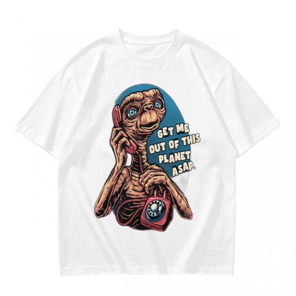 Olive t-shirt with E.T. 'Get Me Out Of This Planet ASAP' print