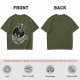 Olive T-shirt with skeleton relaxing in coffee cup graphic