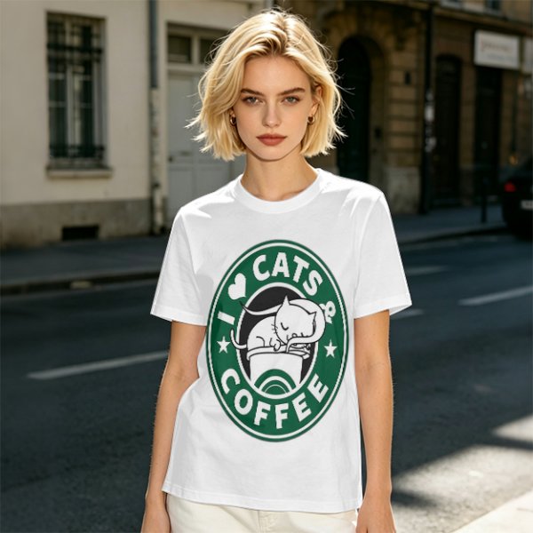 I Love Cats And Coffee Graphic T-Shirt