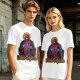 Olive t-shirt with skeleton religious graphic and Ecclesia Grayskullis text