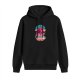 Black Hoodie With Retro Cherry Cake Graphic Print