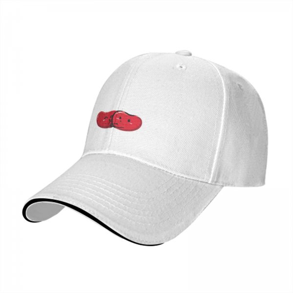 Black Baseball Cap With Red Split Bean Graphic Design
