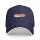 Black baseball cap with two decorative ramen bowl prints