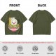 Owl-like character in ramen bowl graphic olive green t-shirt