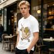 Olive T-Shirt Featuring Frog Riding Duck Holding Knife