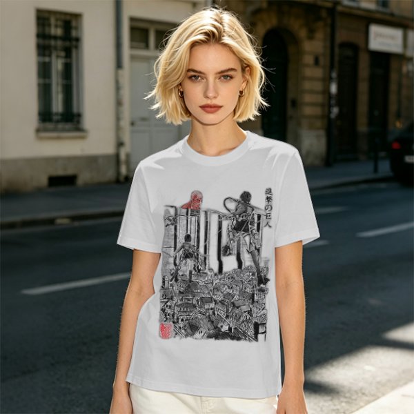 Olive Anime Scout Regiment Action Graphic T-Shirt