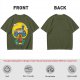 Olive T-Shirt with Trippy Mushroom House Graphic Design