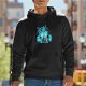 Black Hoodie With Fantasy Ice Castle Warrior Graphic Print
