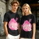 Oversized dark green t-shirt with cute pink ramen bowl graphic