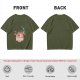 Olive graphic t-shirt with funny cat and 'keeps the a-sad away' text