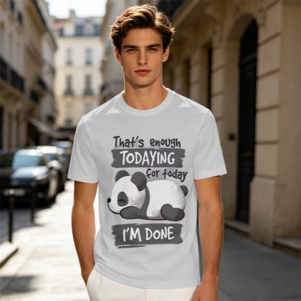 Oversized Graphic T-Shirt with Tired Panda 'That's Enough Todaying For Today I'm Done'